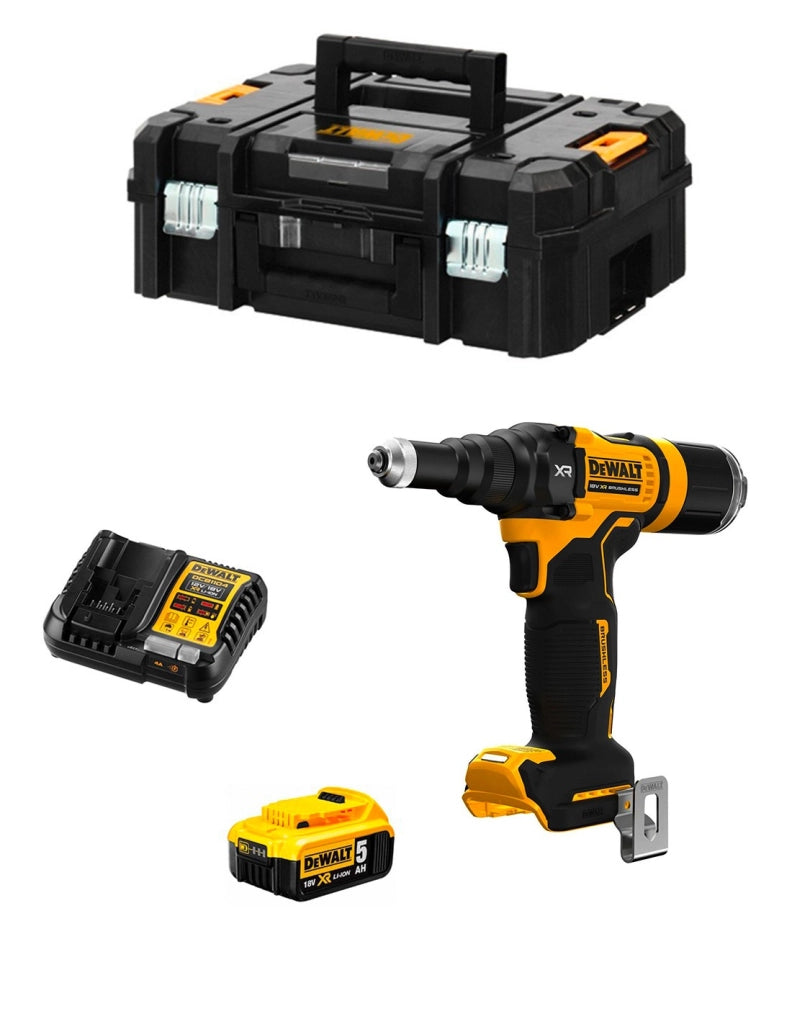 Rivettatrice DeWALT DCF403P1T  (1 x 5,0 Ah + DCB1104 + TSTAK II)