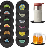 12 pezzi di supporti per piatti in vinile, supporti in vetro, supporti per tazze, supporti per bicchieri, supporti ronde in silicone, supporti per bar, caffè, bevande, tazze