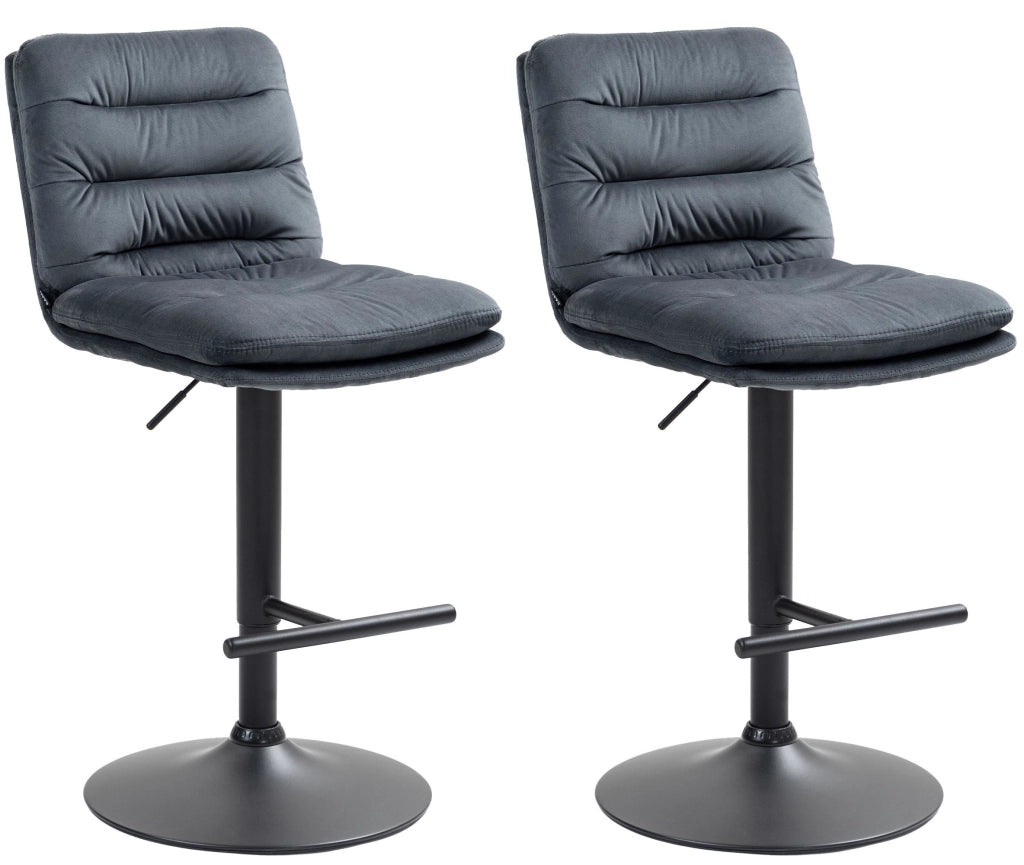 2er Set Barhocker Damar Samt schwarz
