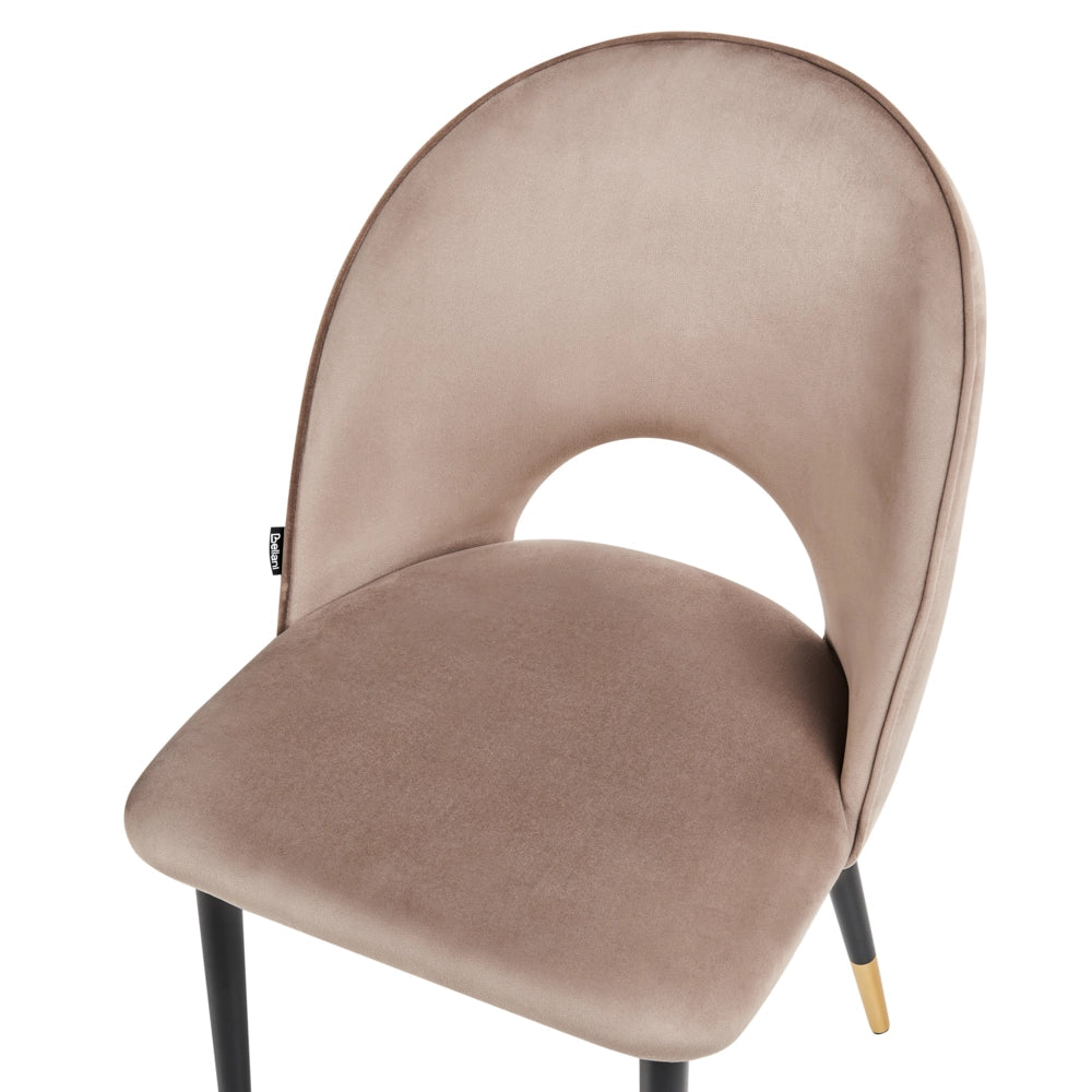 Set di 2 sedie da pranzo rivestimento in velluto grigio tortora gambe nere stile glamour retrò