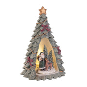Decorazione Natalizia Luminosa Led con Albero di Pino e Babbo Natale