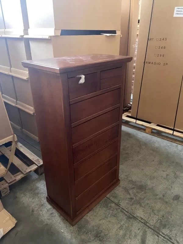 Cassettiera arte povera 8 cassetti in legno noce 66x40x129 - Mobili 2G