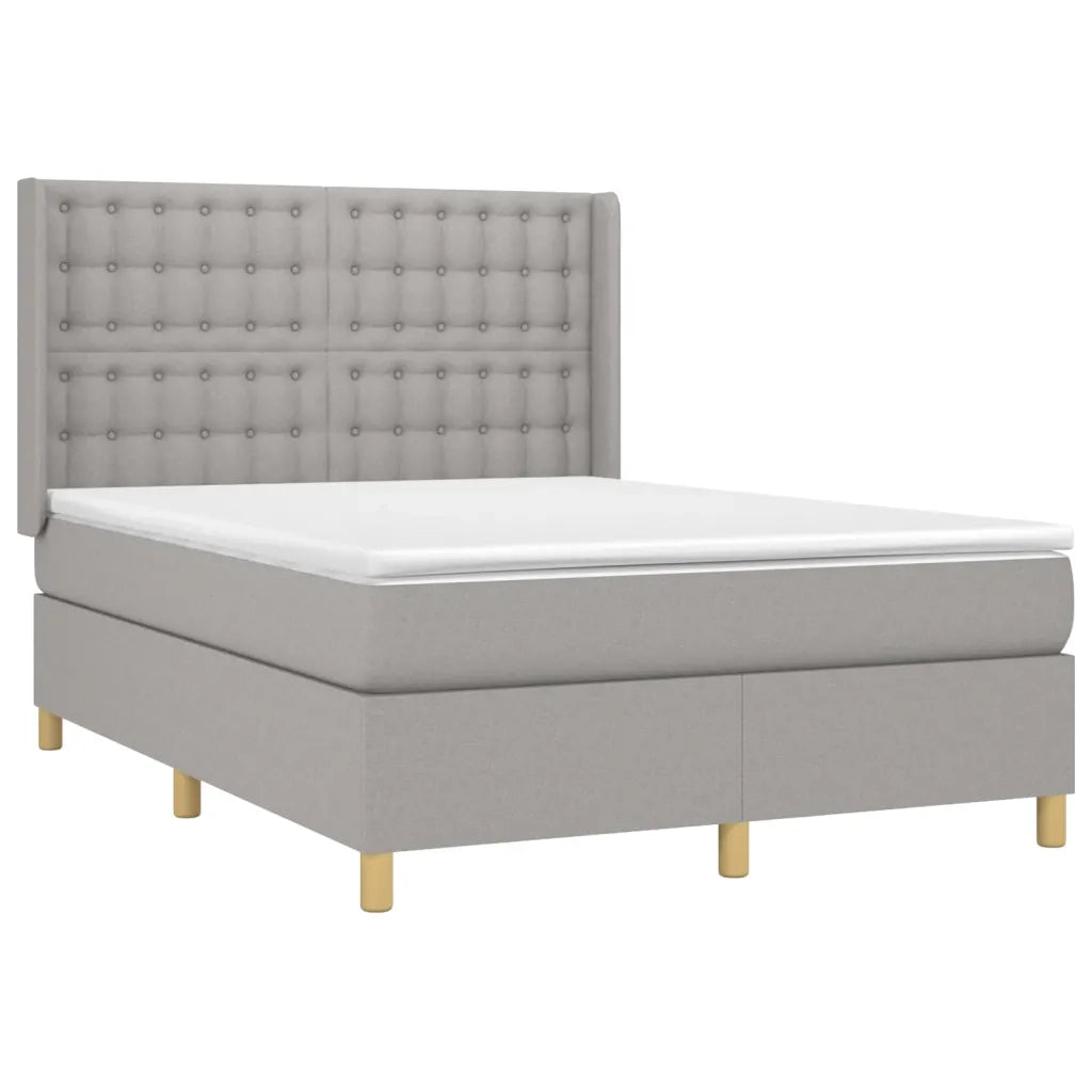 Letto a Molle Materasso e LED Grigio Chiaro 140x190 cm Tessuto 3139189