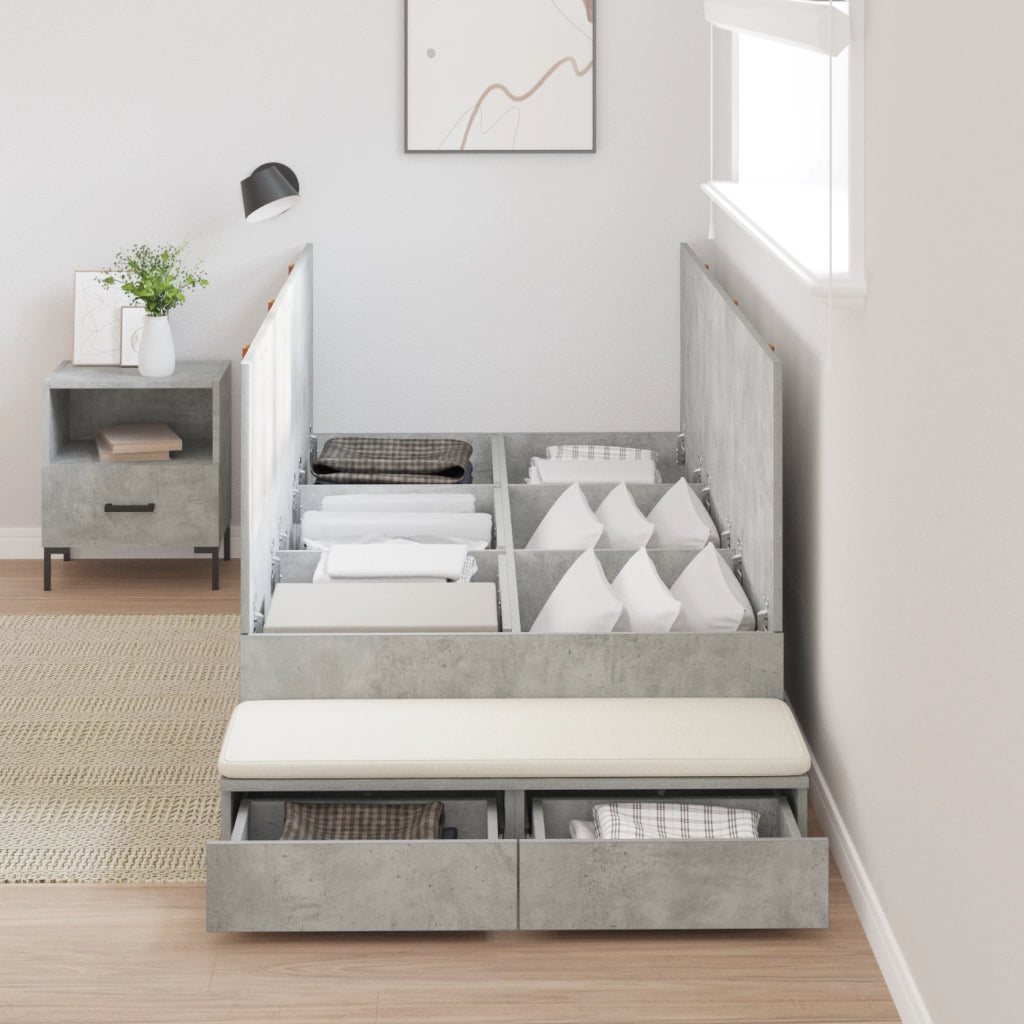 Struttura letto contenitore Grigio cemento 100x200 cm