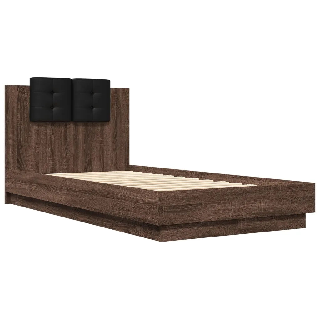 Giroletto Testiera-Struttura Letto Rovere Marrone 90x190 cm Legno Multistrato