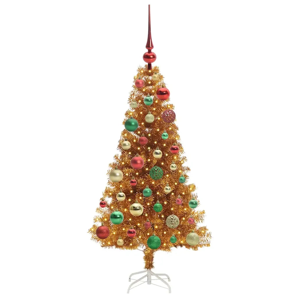 Albero di Natale con 150 LED con supporto Oro 120 cm PET 3396611