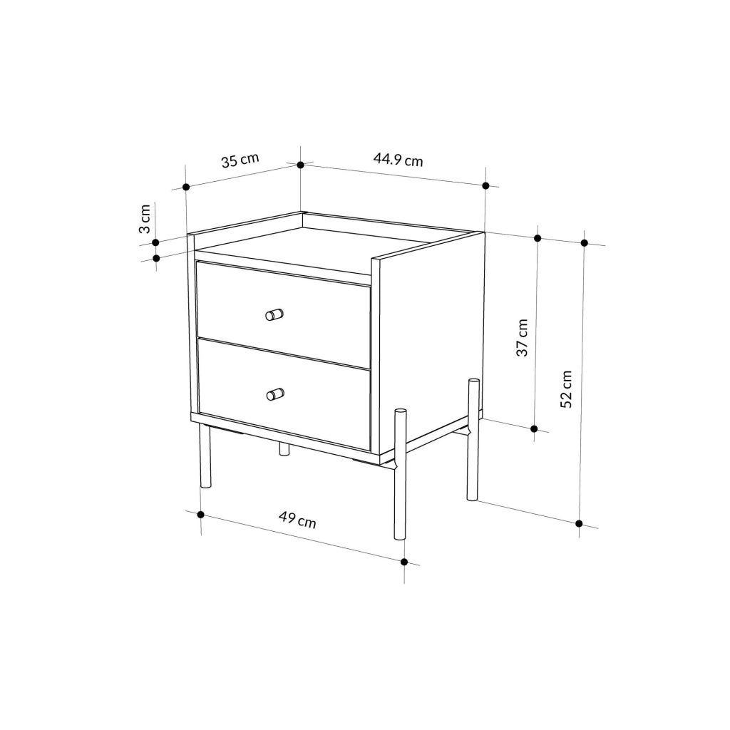 Comodino in legno "Malta" - 45 x 35 x 52 cm - Bianco