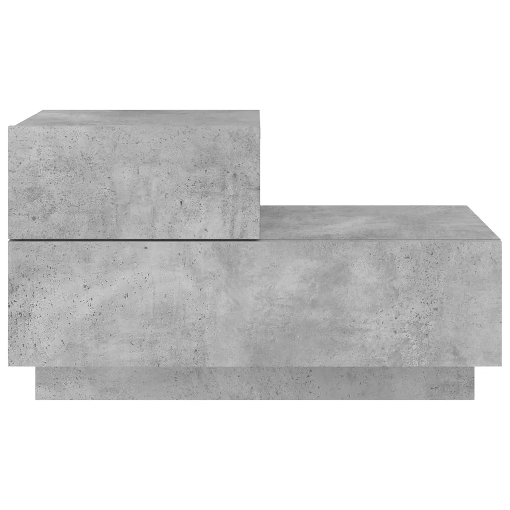 Comodino | Armadio da Notte | Mobiletto da notte con Luci LED Grigio Cemento 70x36x40,5 cm