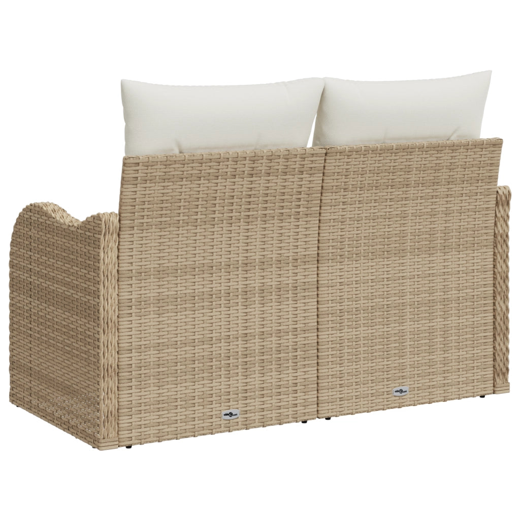Divano da Giardino a 2 Posti con Cuscini Beige in Polyrattan