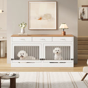 GABBIA PER CANI 164x60x81 cm MDF e metallo Bianco e naturale per 2 cani