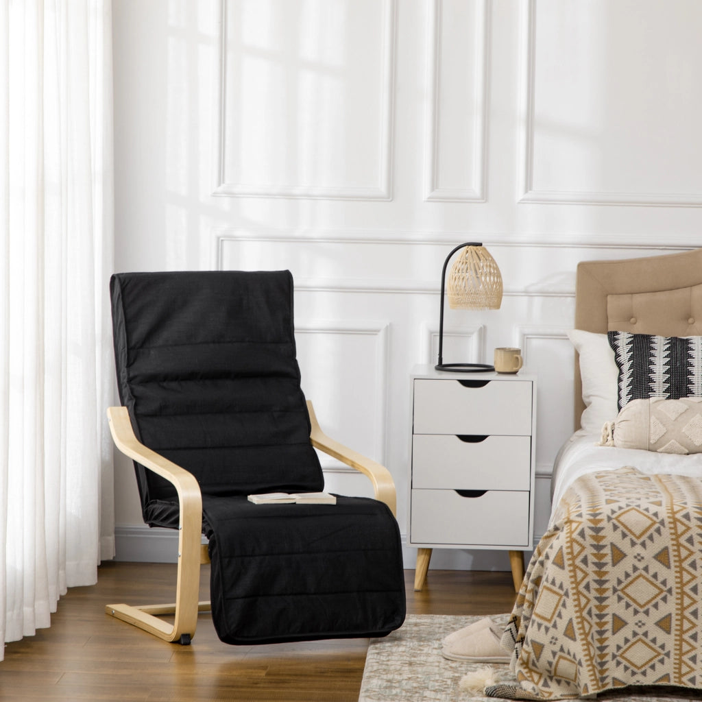 POLTRONA Relax con poggiapiedi regolabile 66,5x94x100 cm Nero