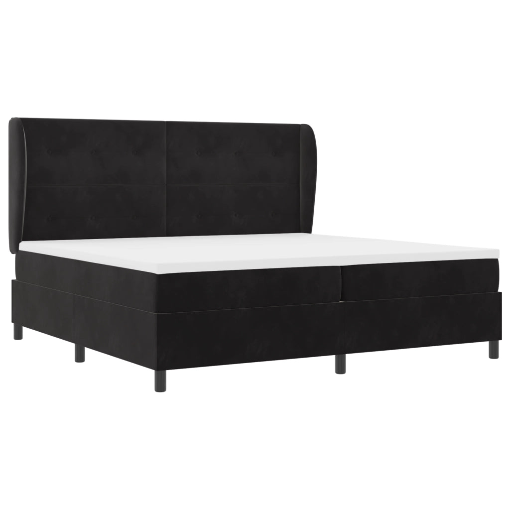 Letto Box Spring con Materasso Nero 200x200 cm Velluto