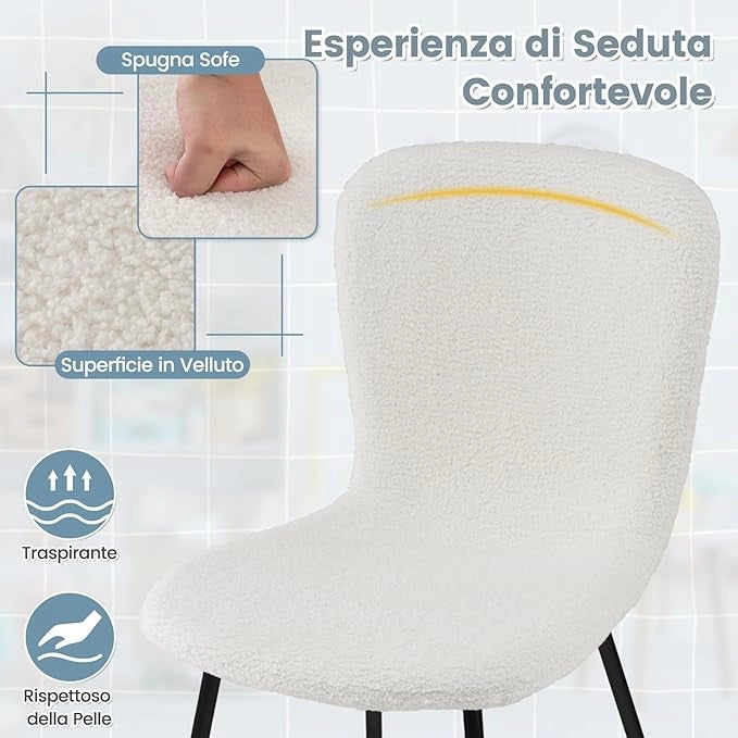 Set di 4 Sedie da Pranzo, 4 Sedie Alte da Bar, Sedie Imbottite Moderne con Schienale e Gambe in Metallo, Set di Sedie da Cucina, Portata 150 kg, 47 x 58 x 86 cm