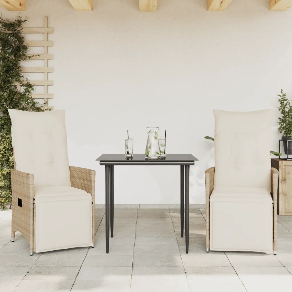 Sedie Reclinabili da Giardino 2 pz | Sedie da Esterno con Cuscini Beige Polyrattan