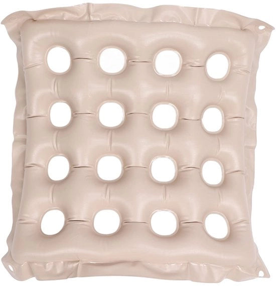 Cuscino contro le decubiti - Piumone gonfiabile - Opzionale per viaggi - 16 fori e inflatore - Beige - Ortopedico