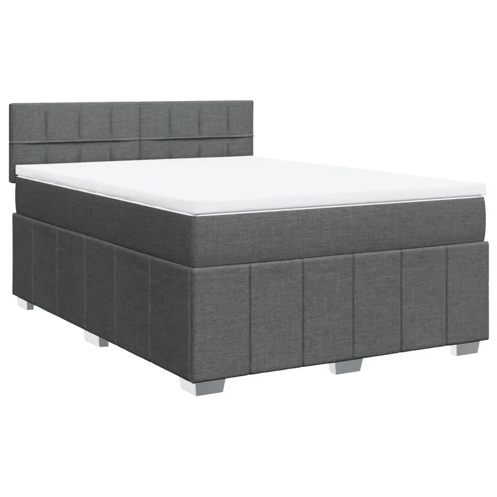 Giroletto a Molle con Materasso Grigio Scuro 140x190 cm Tessuto