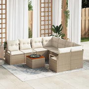 Set Divano da Giardino con cuscino 9 pcs Beige polyrattan 3347687