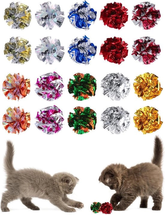 Palla a crinkle per gatti - 20 pezzi, colorata e interattiva