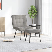 Divano Sedia-Poltrona Relax con Poggiapiedi Grigio Chiaro in Velluto 314942