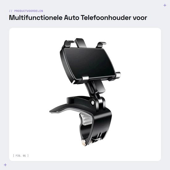 Sostegno per Telefono Universale - 360 Gradi Girevole - Sostegno per Cruscotto/Houder - Sostegno per Parabrezza/Schermo Solare - Leggero e Robusto - Materiali di Alta Qualità - Sostegno per Auto