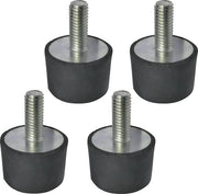 Set di piedini trillanti dempingenti a 4 elementi - filo a vite M8 - Ø30mm H:20mm - durezza Shore 40 ± 5 - gomma e acciaio - carico 310N - C48846