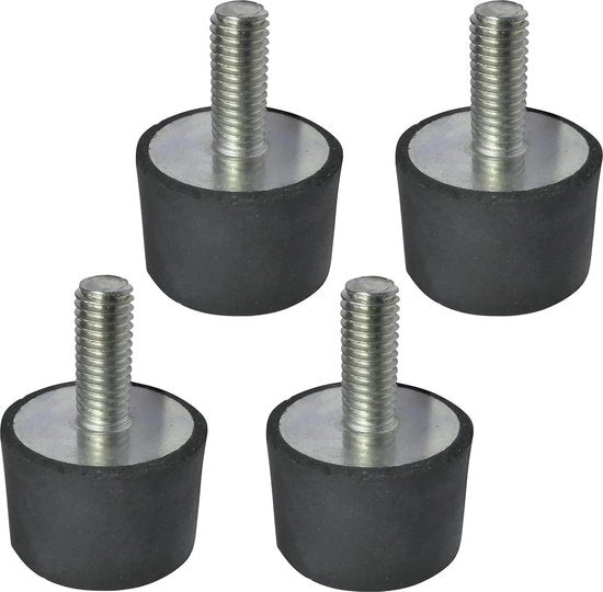 Set di piedini trillanti dempingenti a 4 elementi - filo a vite M8 - Ø30mm H:20mm - durezza Shore 40 ± 5 - gomma e acciaio - carico 310N - C48846