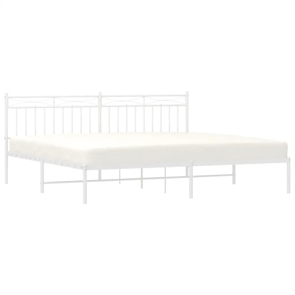 Giroletto con Testiera Metallo Bianco 193x203 cm 373746