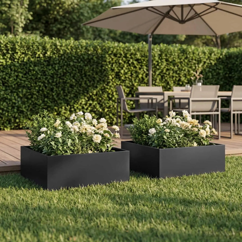 Vaso da giardino 2 pz Nero 40 x 40 x 20 cm 8004981