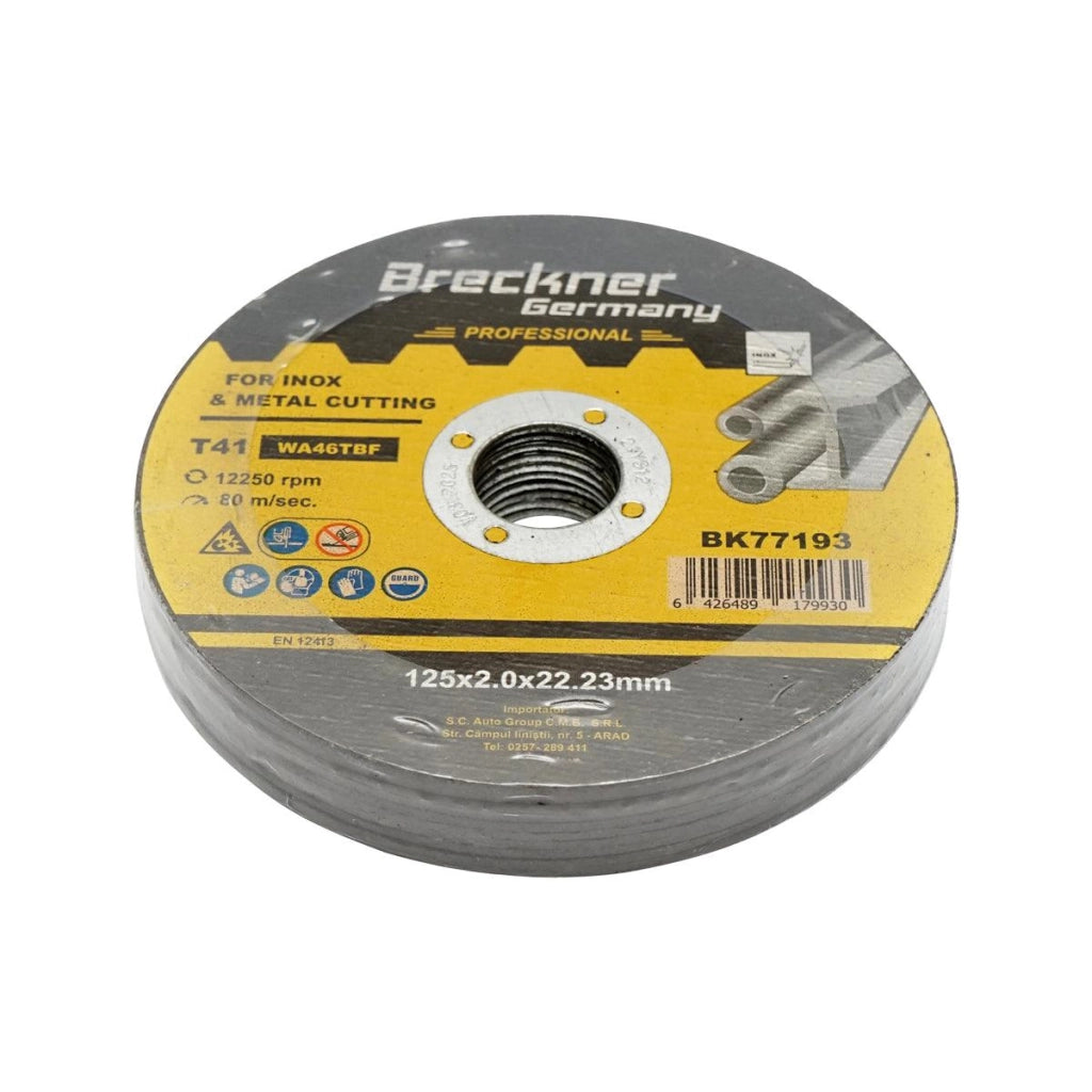 10 Dischi da Taglio T41 125x2.0x22mm Acciaio INOX Ferro Metallo Disco Flessibili per Smerigliatrice Angolare Mola Taglio Breckner Germany