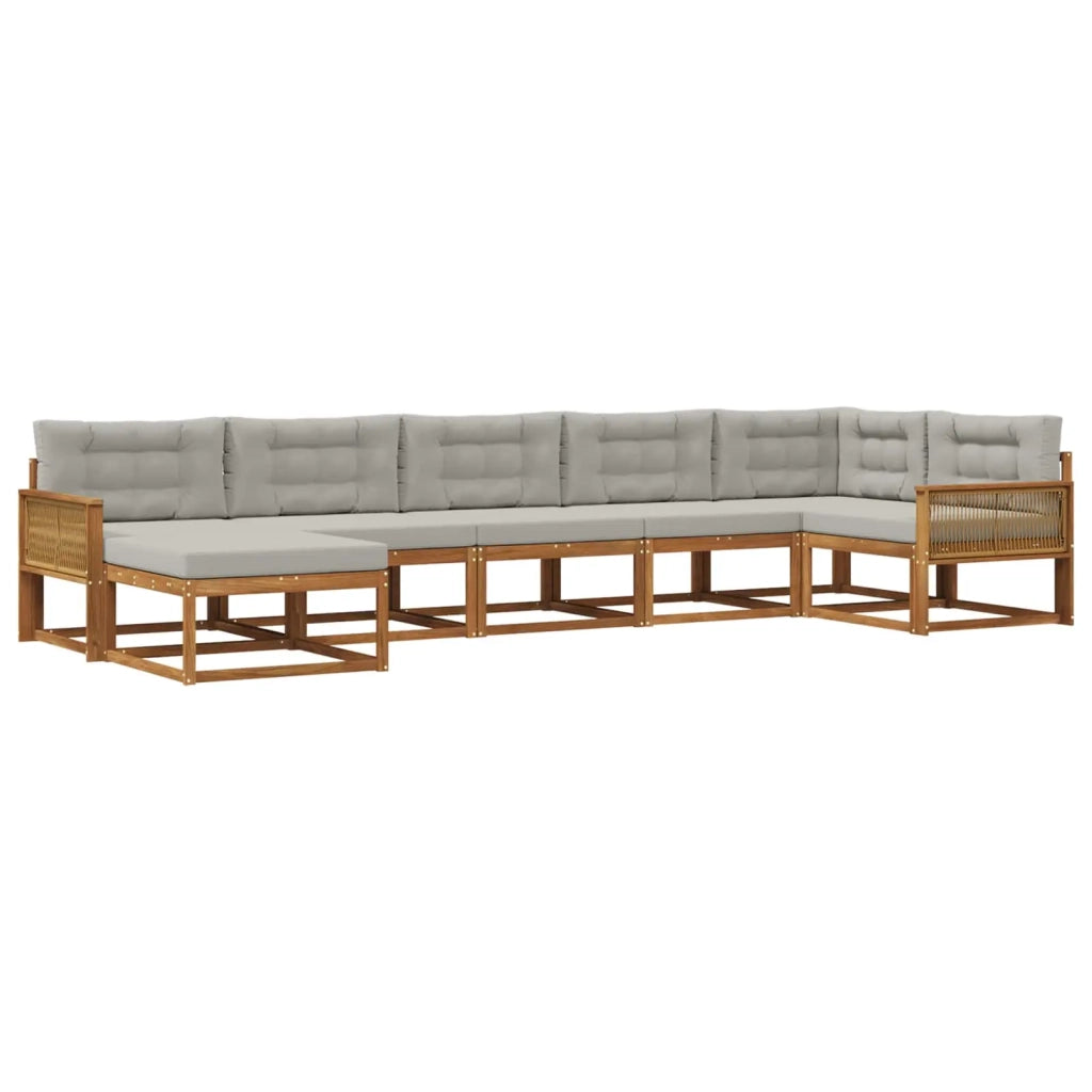 Set di divani da esterno 7 pz Naturale e Grigio Chiaro 3382749