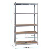 Scaffale per carichi pesanti zincato 100x60x200cm Scaffale a incastro 5 ripiani 200kg/piano