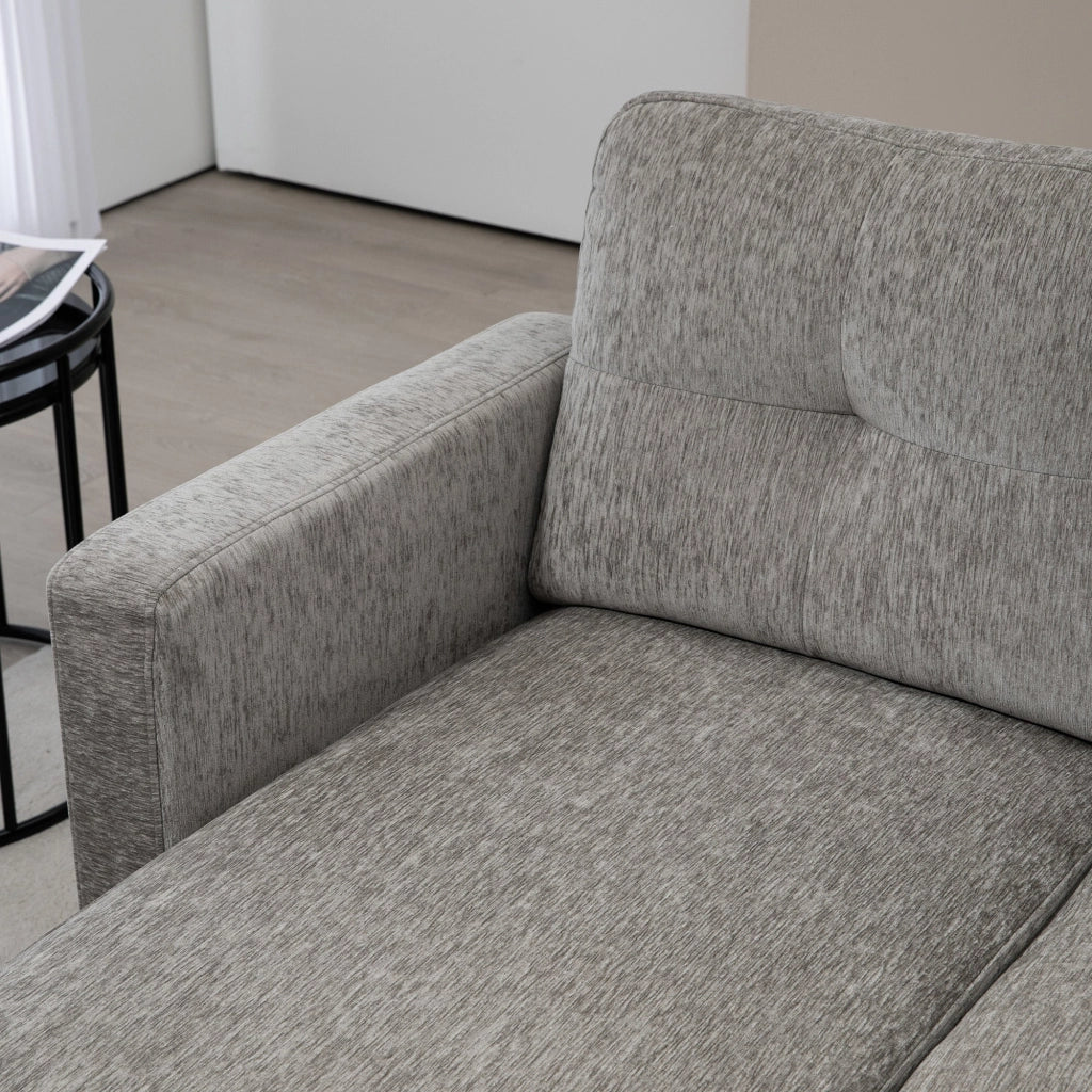 Divano 3 Posti Angolare con Penisola 186x130x84 cm in Tessuto Effetto Ciniglia Tortora