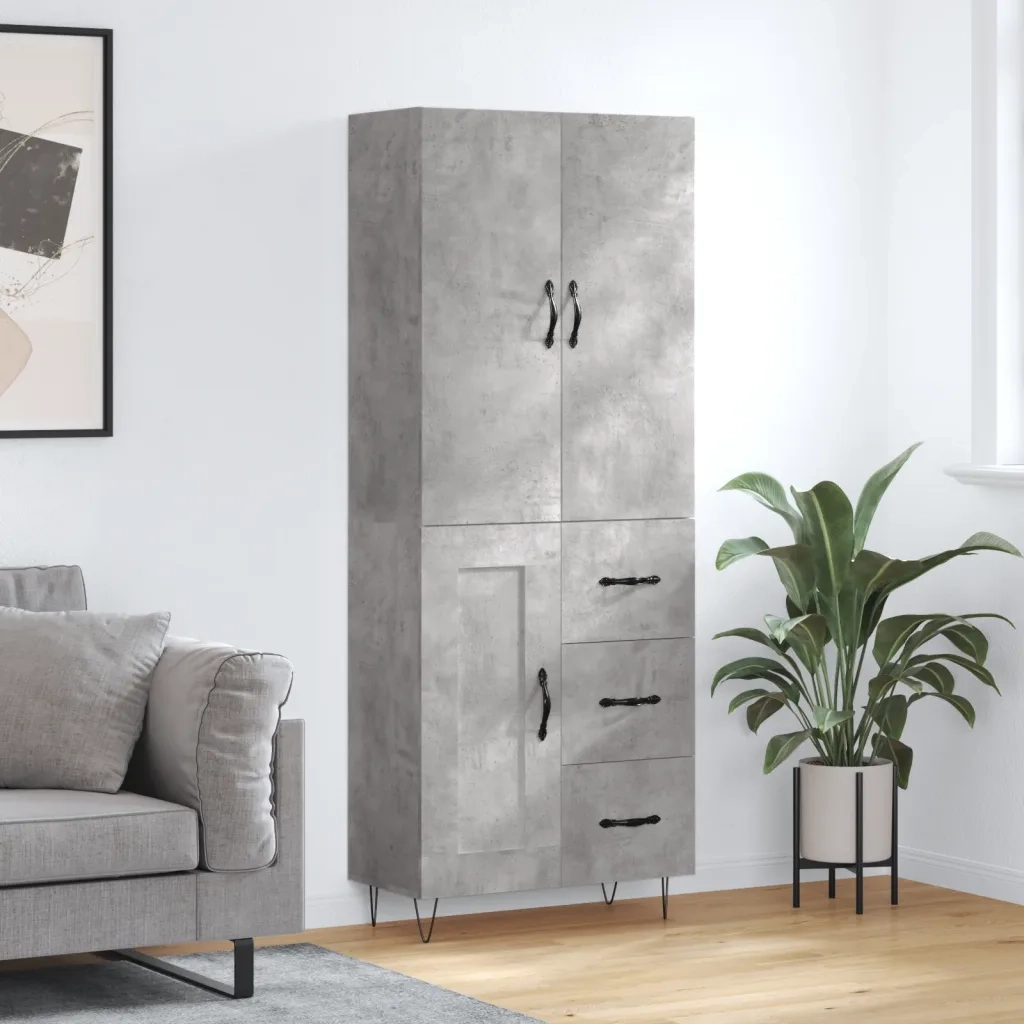 Credenza Grigio Cemento 69,5x34x180 cm in Legno Multistratocod mxl 83502