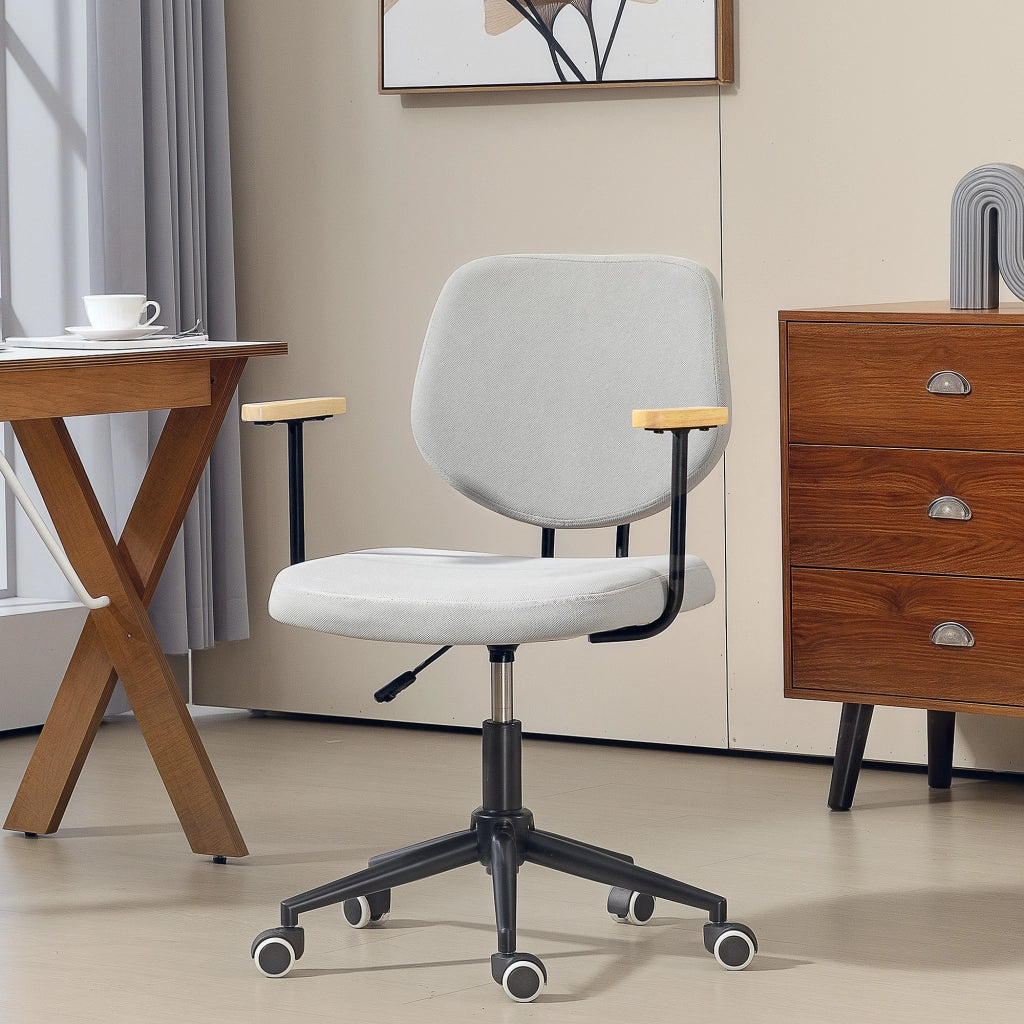 Sedia da ufficio con braccioli in legno, seduta regolabile con ruote ¨C Xylo ¨C Grigio 59x55x84-94cm