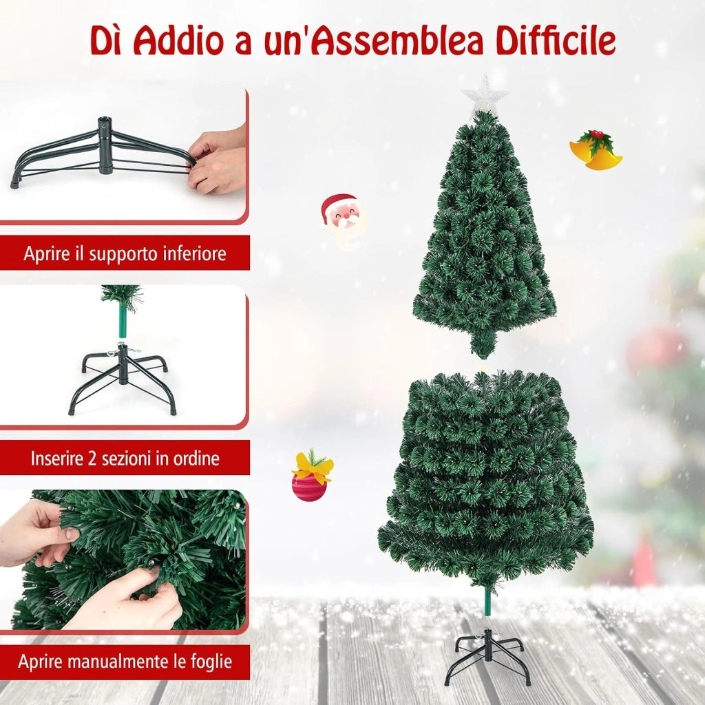 Albero di Natale 150/180 cm, Albero di Natale Artificiale con 170/230 Luci LED, 170/230 Rametti in PVC, Stella Luminosa e 8 Modalità di Illuminazione per Casa, Ufficio e Negozio (180 cm)