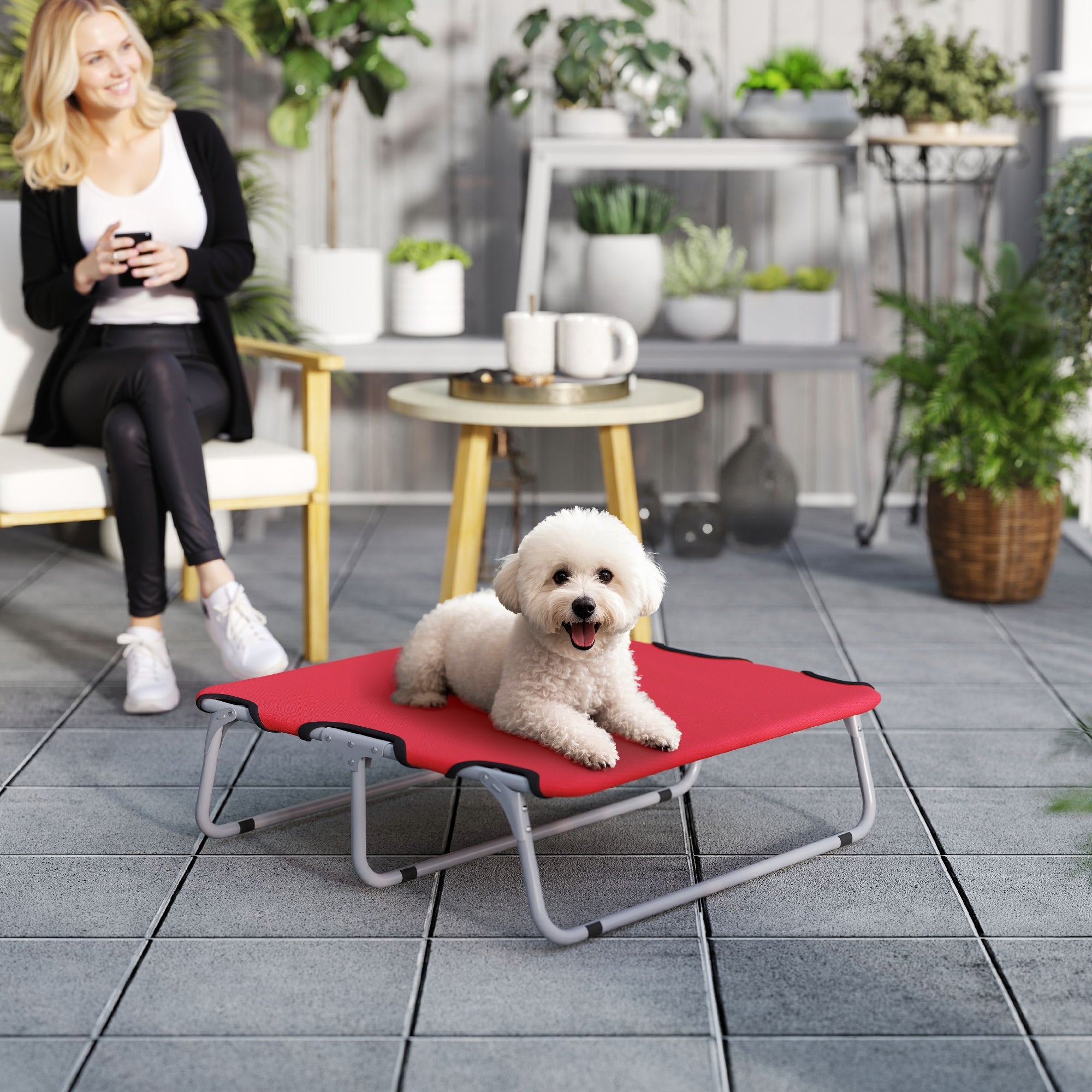 Brandina per Cani Piccoli Pieghevole 71x58x20 cm per Interno ed Esterno Rosso