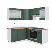 Cucina angolare completa Fame-Line Verde-oro rustico/Bianco 190 x 60 cm, PL Rovere Vicco