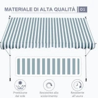Tenda da Sole a Bracci 3x1.5m con Manovella e Struttura Telescopica, Bianco e Verde