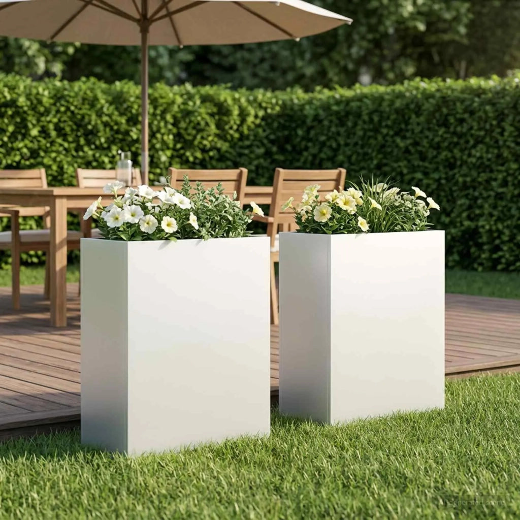 Vaso da giardino 2 pz Bianco 40 x 20 x 40 cm 8005403