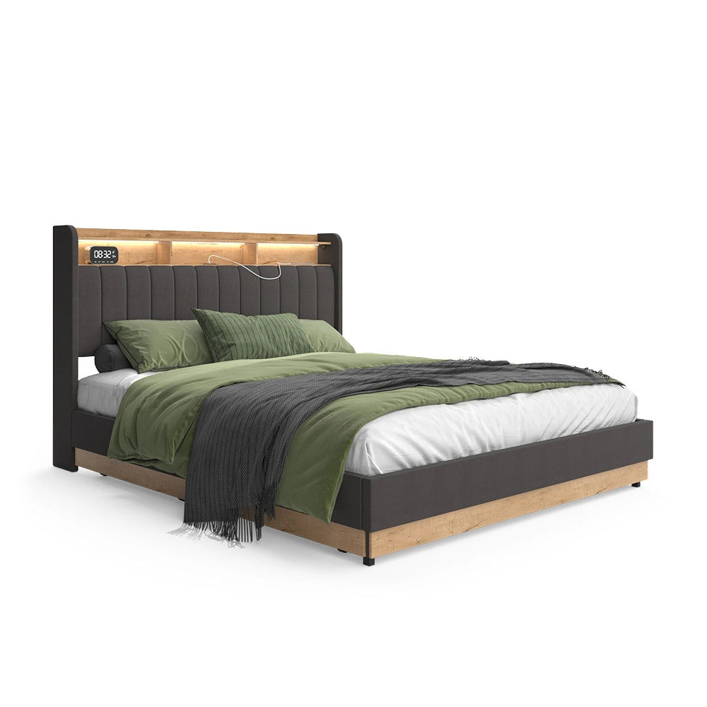 Vitalispa Letto imbottito Antracite 160x200 cm con materasso