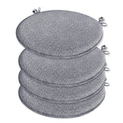 Set 4 Cuscini Sedia Maculati Rotondi Cotone Con Lacci Lavabili Morbidi Coprisedia Tondo Grigio