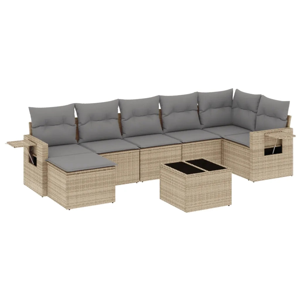 Set Divano da Giardino 8 pz con Cuscini Beige in Polyrattan 3220488