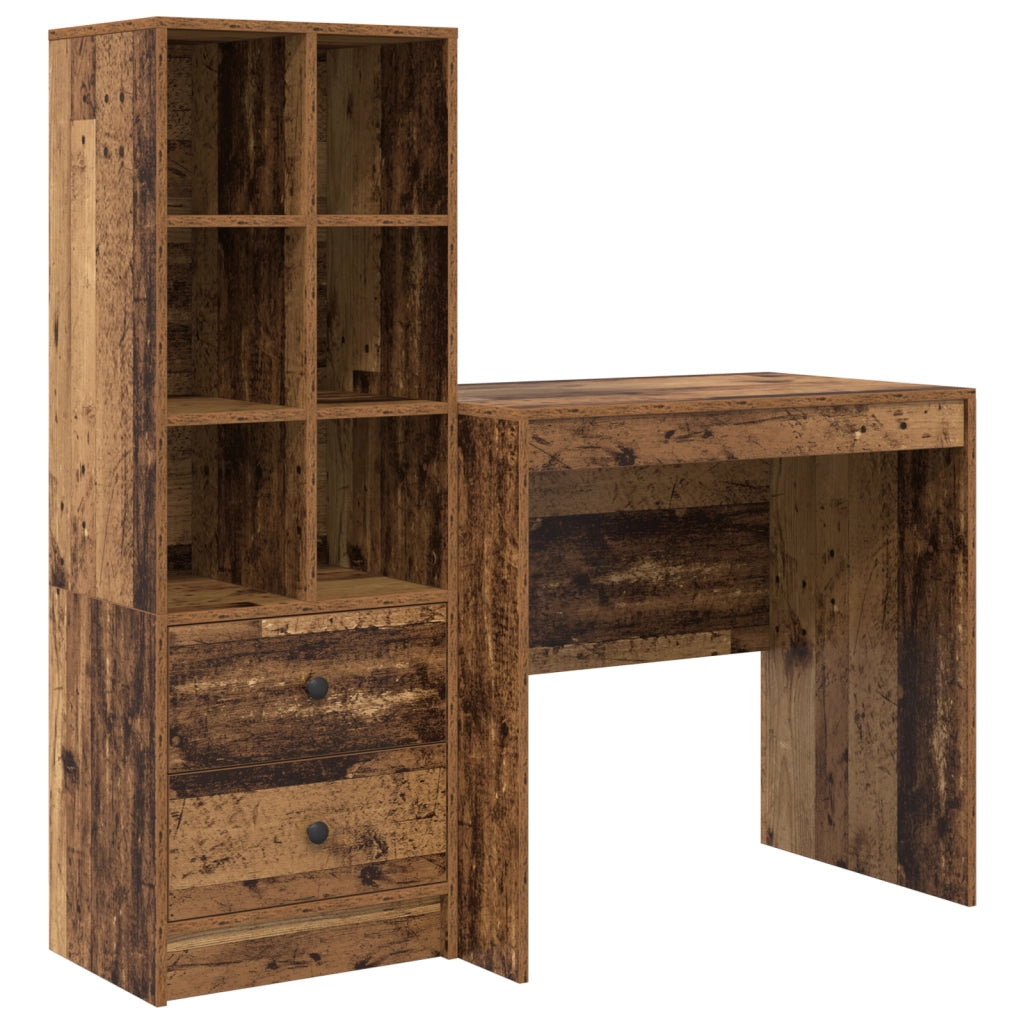 Scrivania  con spazio in legno vecchio ingegnerizzato