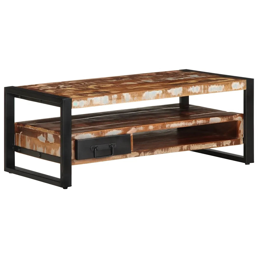 Tavolino Salotto Multicolore 90x50x36cm Legno Massello Recupero