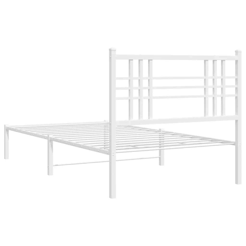 Giroletto con Testiera Metallo Bianco 100x190 cm 376367