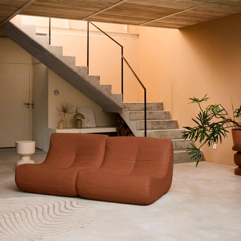 Divano modulare velluto, 2 posti, terracotta