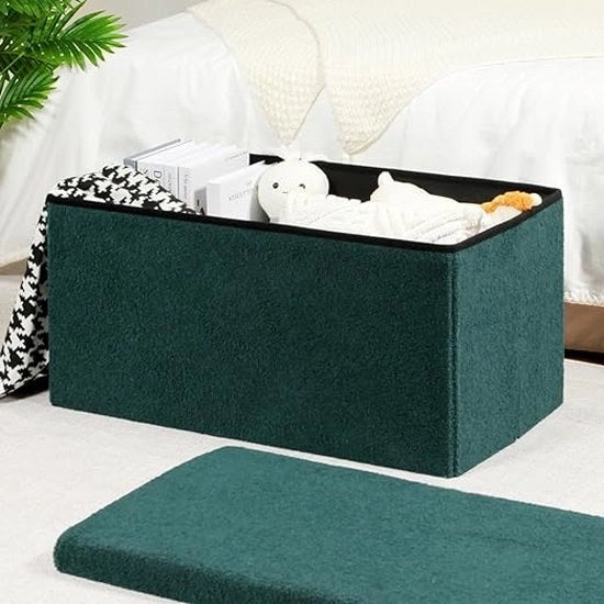 Cassa con coperchio, divano letto pieghevole a testata, imbottito, spazievole, 80 x 40 x 40 cm