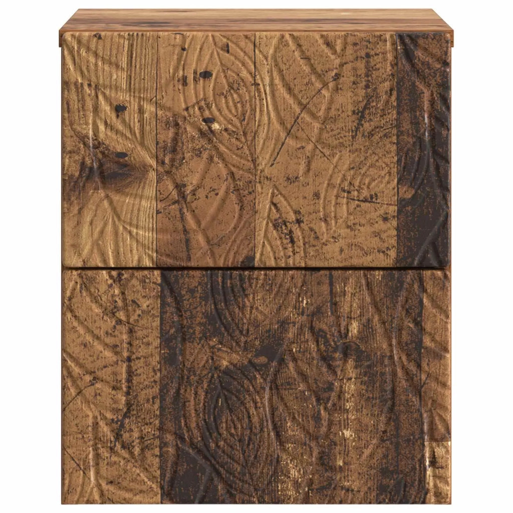 Mobiletto da notte a muro 2 pz Legno antico 34,5 x 33 x 40 cm 898822