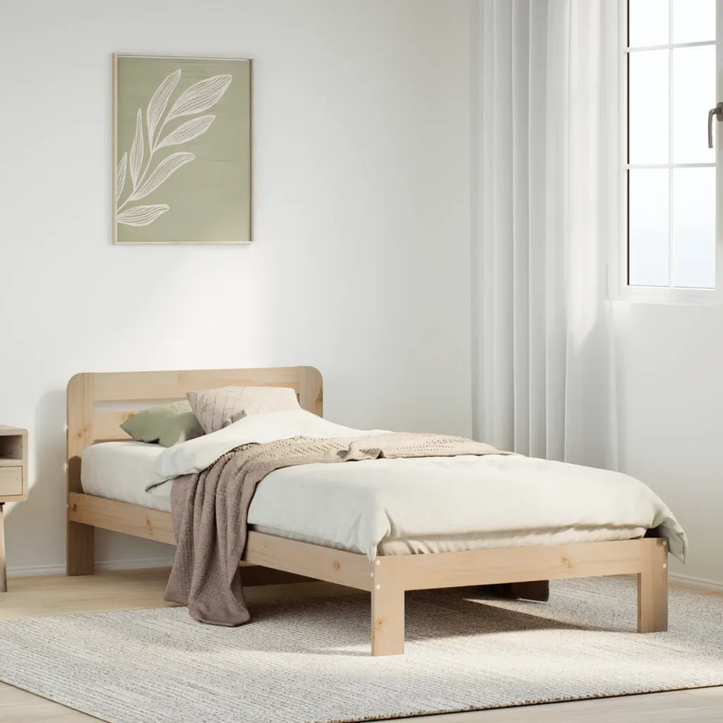 Letto senza Materasso-Struttura Letto 90x200 cm in Legno Massello di Pino 715444
