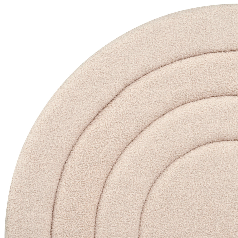 Letto singolo retrò con testiera rotonda in boucle beige 90 x 200 cm  con Testiera a Mezza Luna